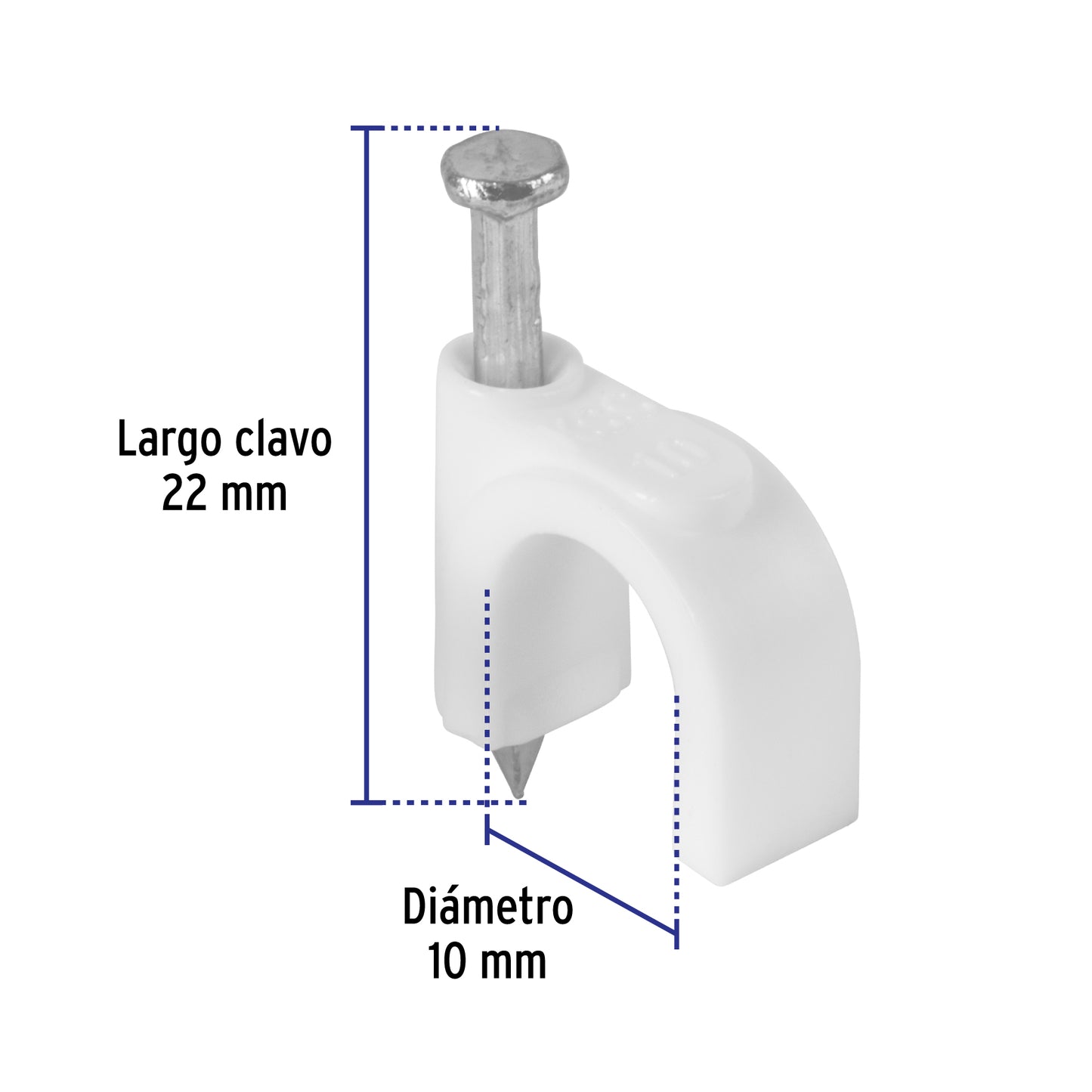 Bolsa con 20 grapas blancas de 10 mm para cable redondo | GCU-10B | 48274
