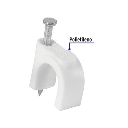 Bolsa con 20 grapas blancas de 10 mm para cable redondo | GCU-10B | 48274