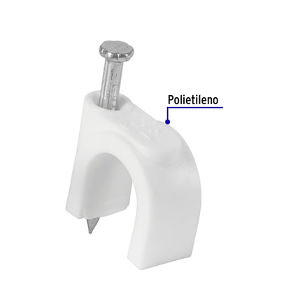 Bolsa con 20 grapas blancas de 12 mm para cable redondo | GCU-12B | 48275