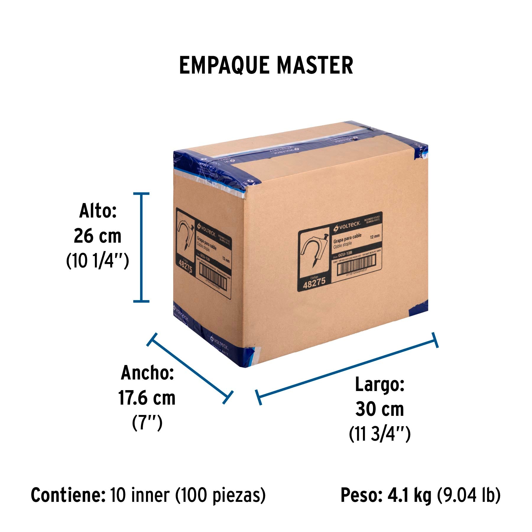 Bolsa con 20 grapas blancas de 12 mm para cable redondo | GCU-12B | 48275