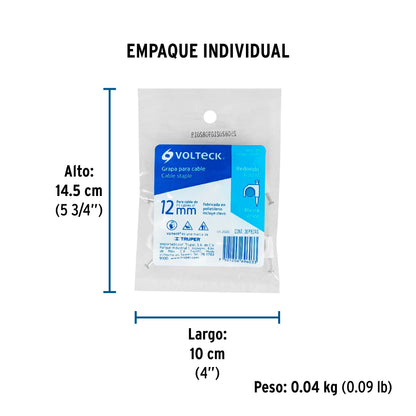 Bolsa con 20 grapas blancas de 12 mm para cable redondo | GCU-12B | 48275