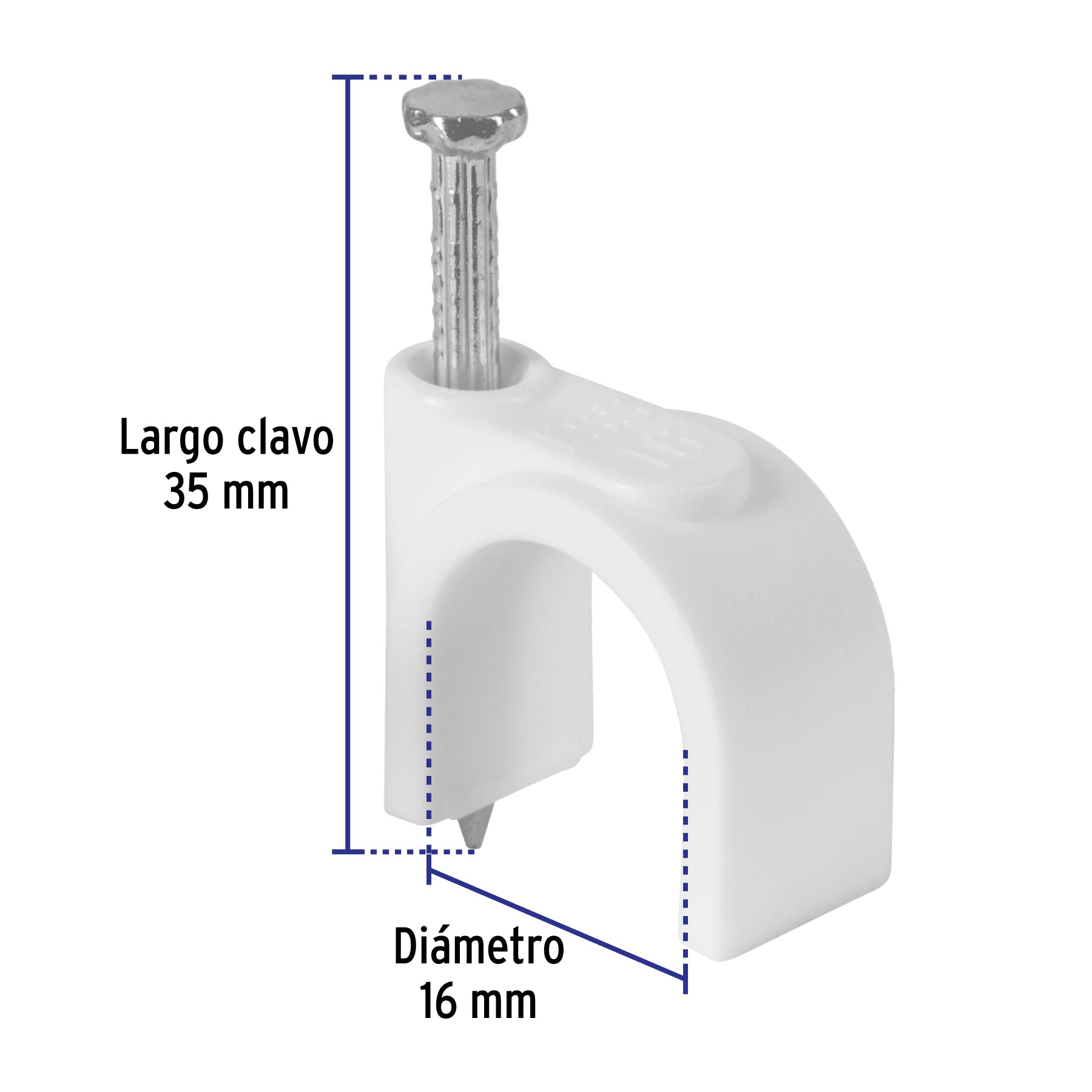 Bolsa con 20 grapas blancas de 16 mm para cable redondo | GCU-16B | 48276