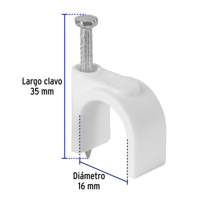 Bolsa con 20 grapas blancas de 16 mm para cable redondo | GCU-16B | 48276