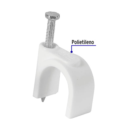 Bolsa con 20 grapas blancas de 16 mm para cable redondo | GCU-16B | 48276