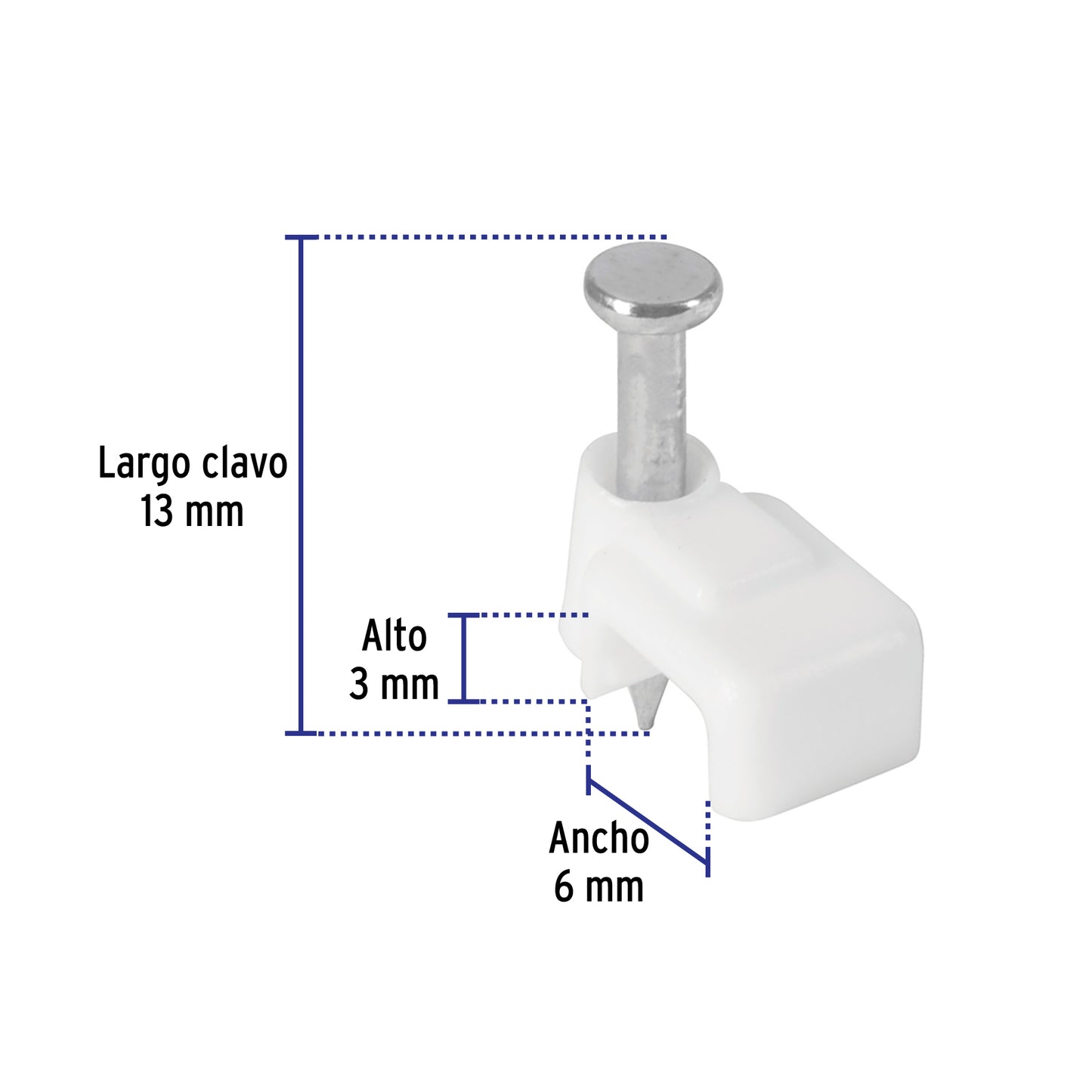 Bolsa con 20 grapas blancas de 3 x 6 mm para cable plano | GPL-5B | 48277
