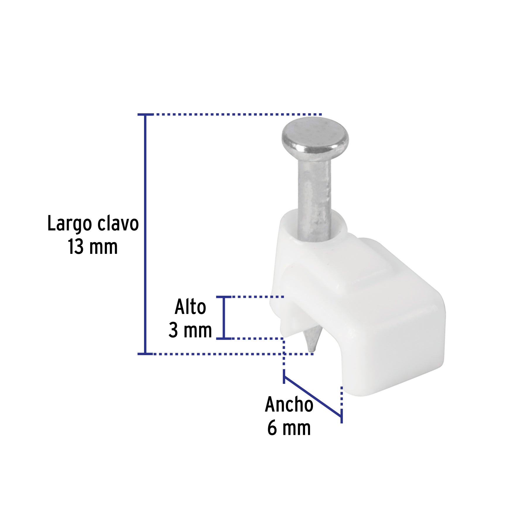 Bolsa con 20 grapas blancas de 3 x 6 mm para cable plano | GPL-5B | 48277