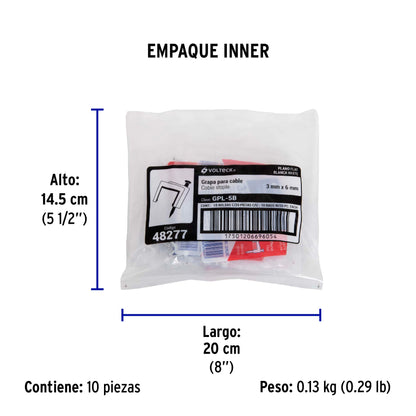 Bolsa con 20 grapas blancas de 3 x 6 mm para cable plano | GPL-5B | 48277