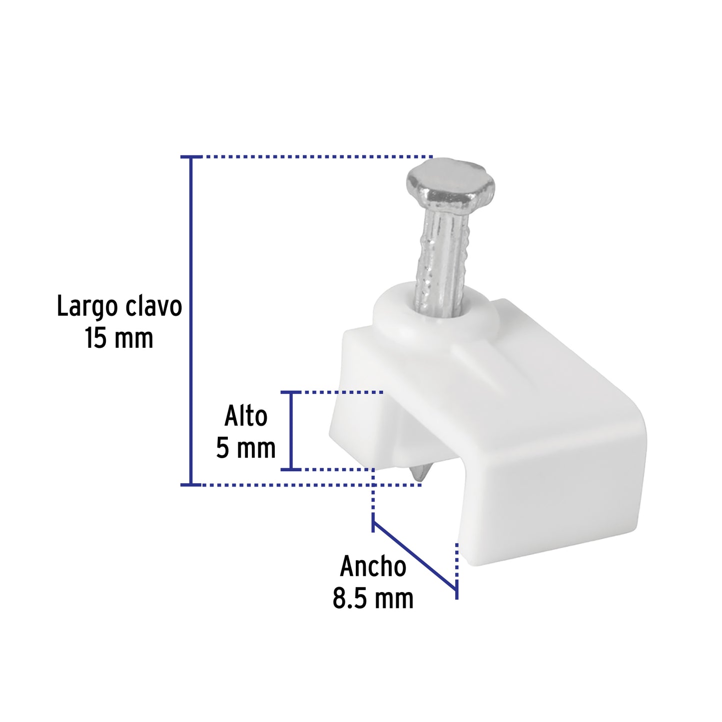 Bolsa con 20 grapas blancas de 5 x 8.5 mm para cable plano | GPL-8B | 48278