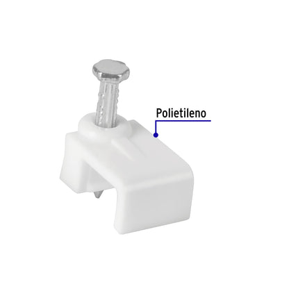 Bolsa con 20 grapas blancas de 5 x 8.5 mm para cable plano | GPL-8B | 48278