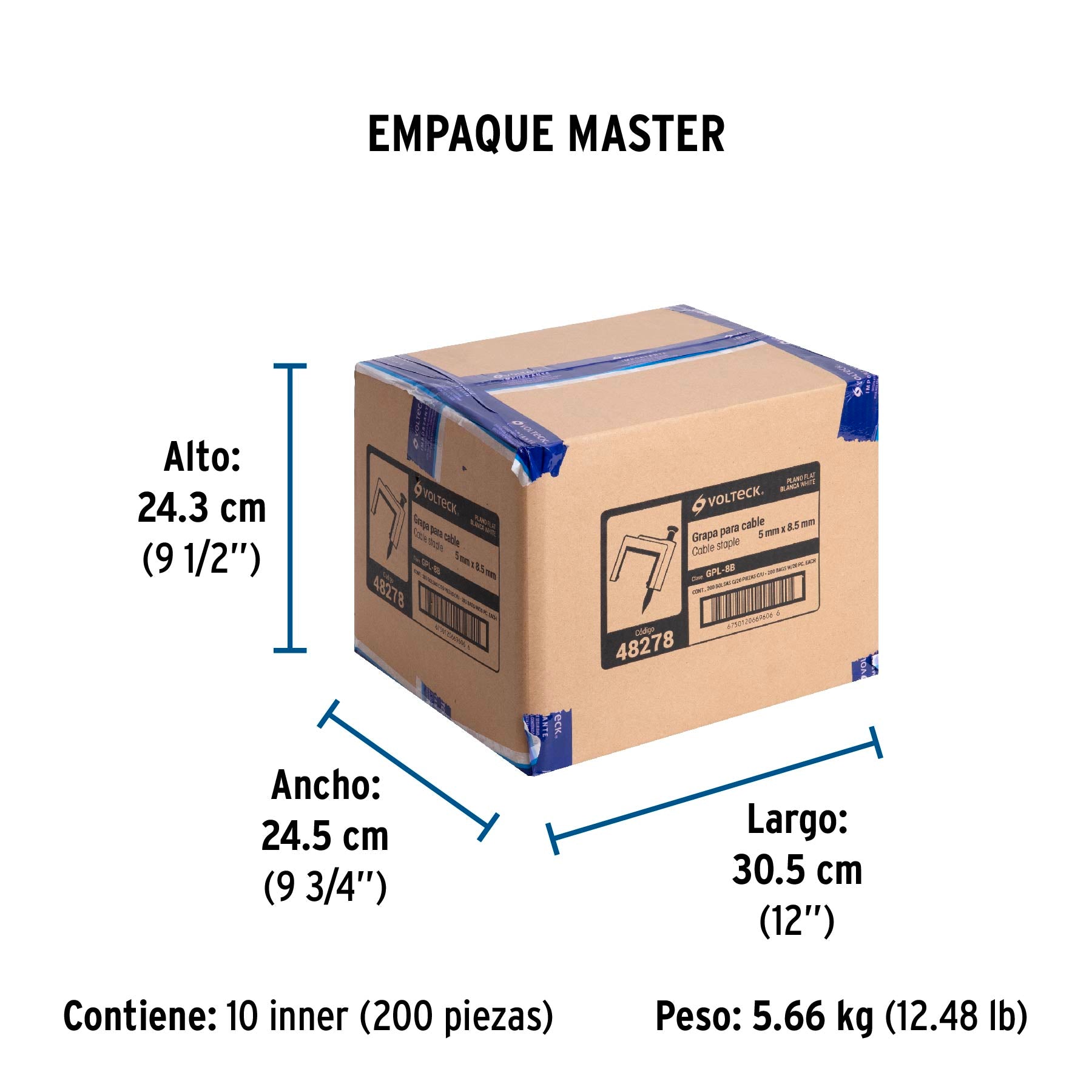 Bolsa con 20 grapas blancas de 5 x 8.5 mm para cable plano | GPL-8B | 48278