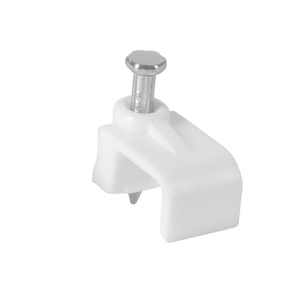 Bolsa con 20 grapas blancas de 6 x 9.5 mm para cable plano | GPL-10B | 48279