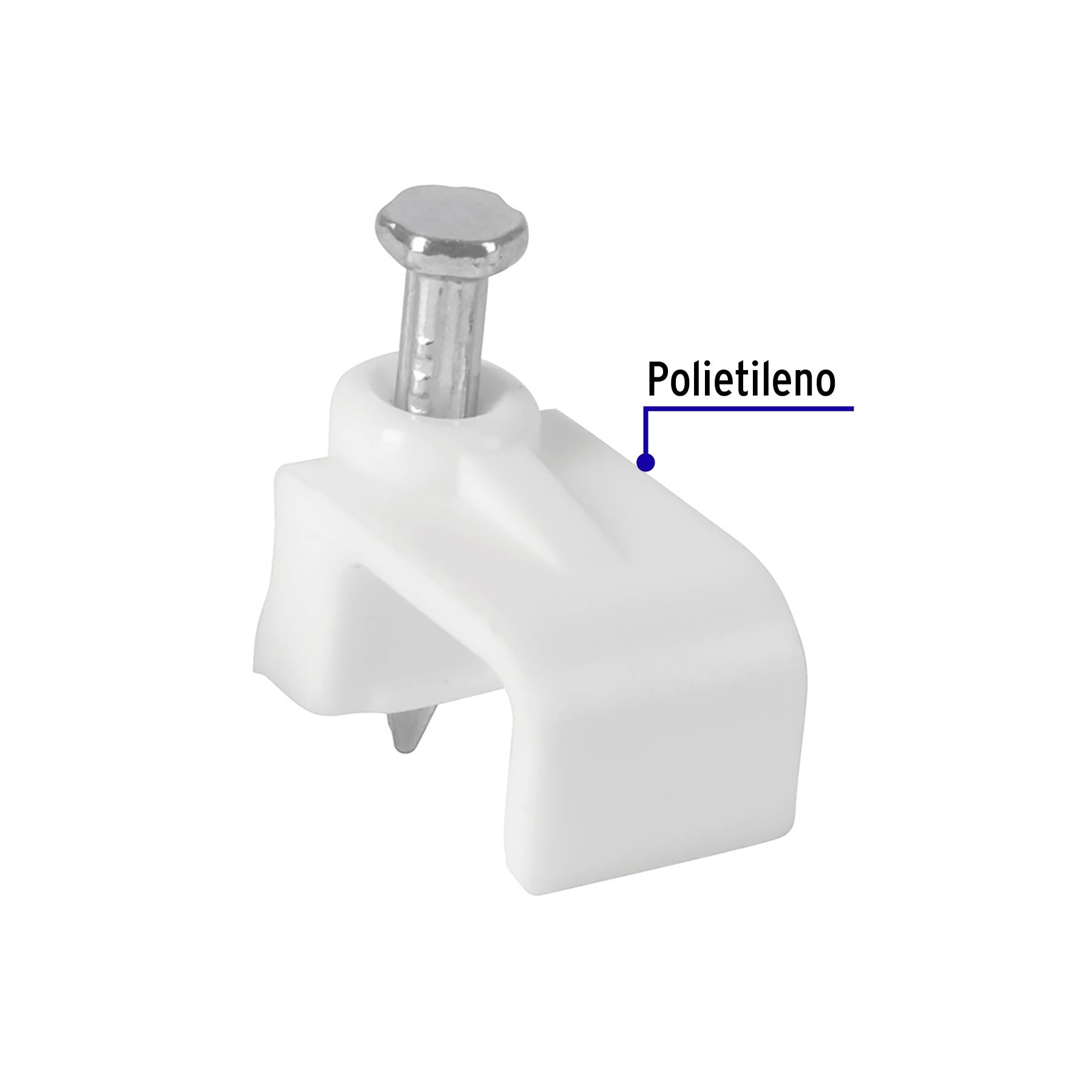 Bolsa con 20 grapas blancas de 6 x 9.5 mm para cable plano | GPL-10B | 48279