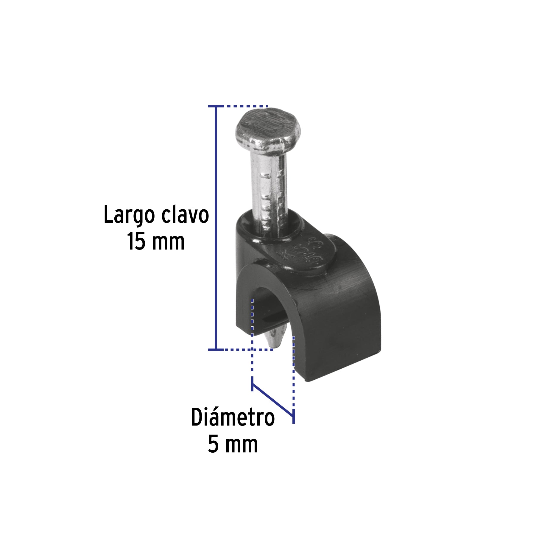 Bolsa con 20 grapas negras de 5 mm para cable redondo | GCU-5N | 48280