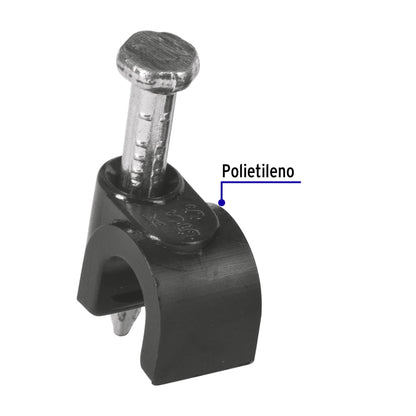 Bolsa con 20 grapas negras de 5 mm para cable redondo | GCU-5N | 48280