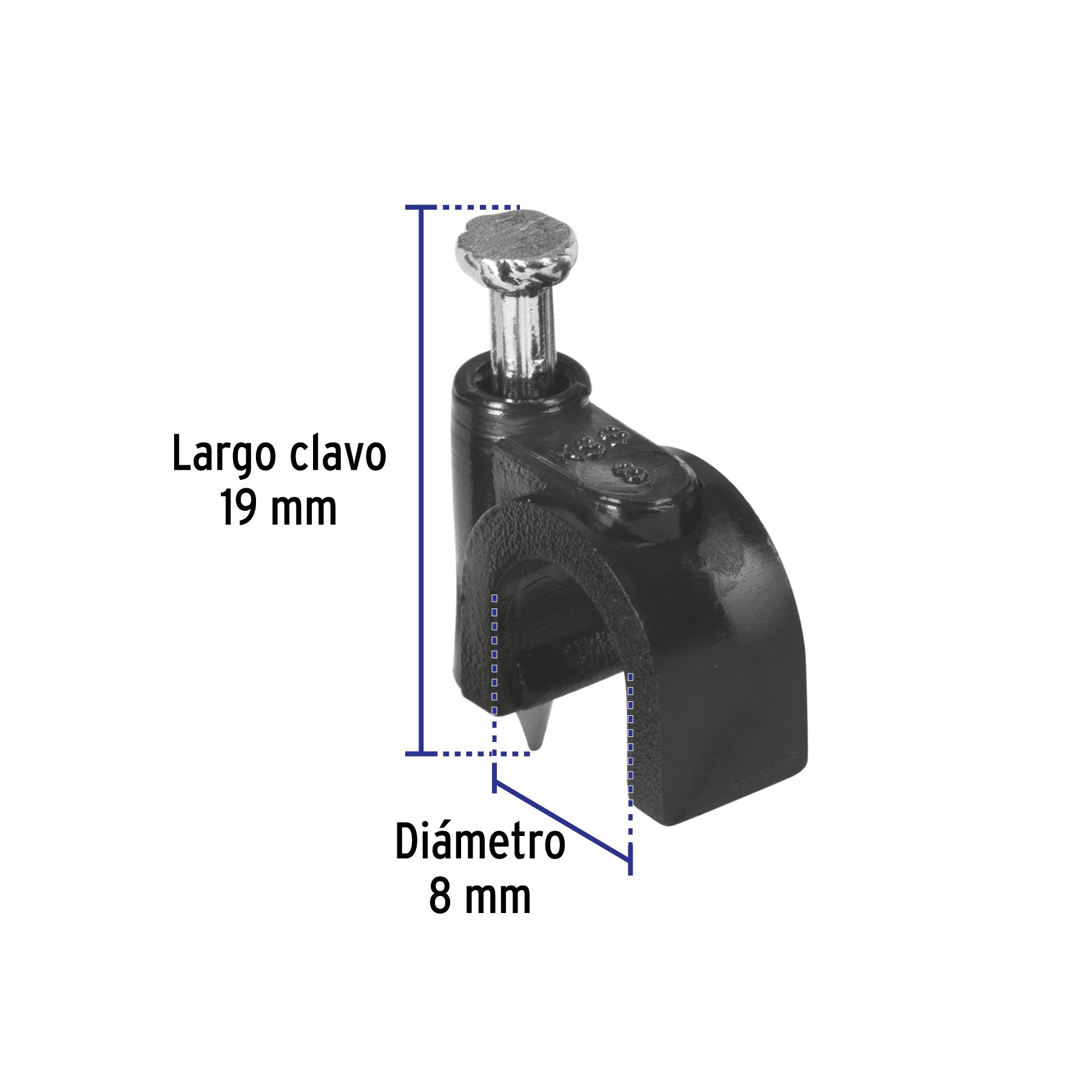 Bolsa con 20 grapas negras de 8 mm para cable redondo | GCU-8N | 48281