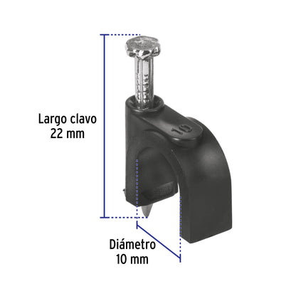 Bolsa con 20 grapas negras de 10 mm para cable redondo | GCU-10N | 48282