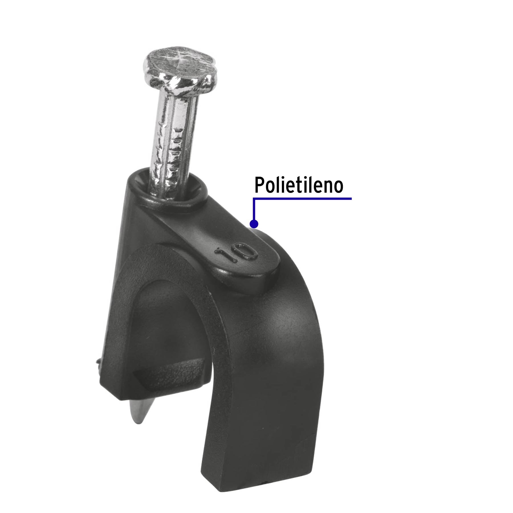 Bolsa con 20 grapas negras de 10 mm para cable redondo | GCU-10N | 48282