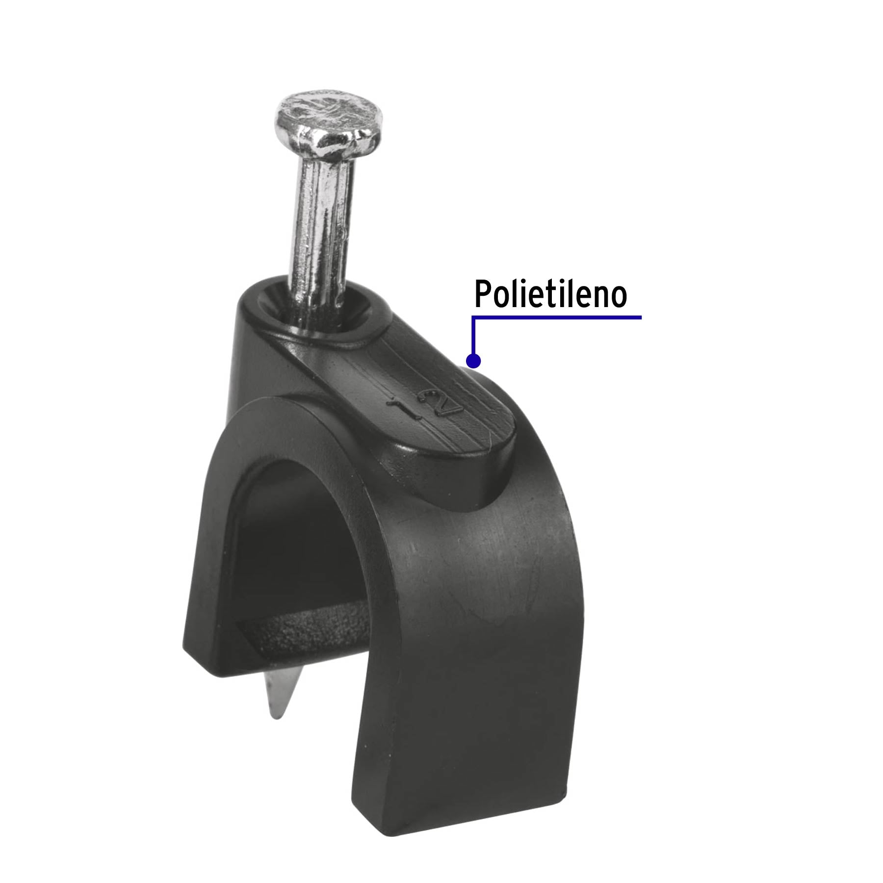 Bolsa con 20 grapas negras de 12 mm para cable redondo | GCU-12N | 48283