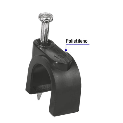 Bolsa con 20 grapas negras de 12 mm para cable redondo | GCU-12N | 48283