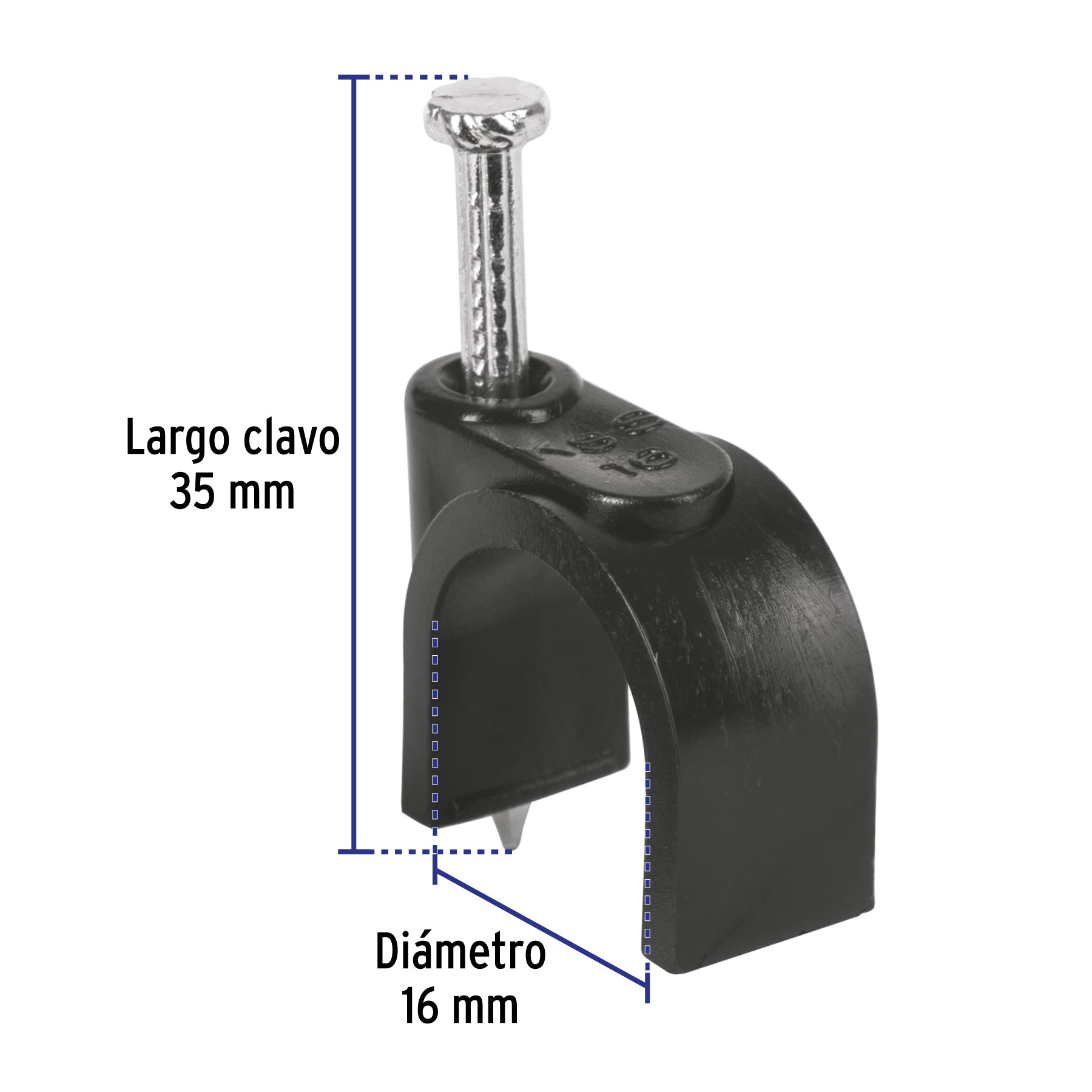 Bolsa con 20 grapas negras de 16 mm para cable redondo | GCU-16N | 48284