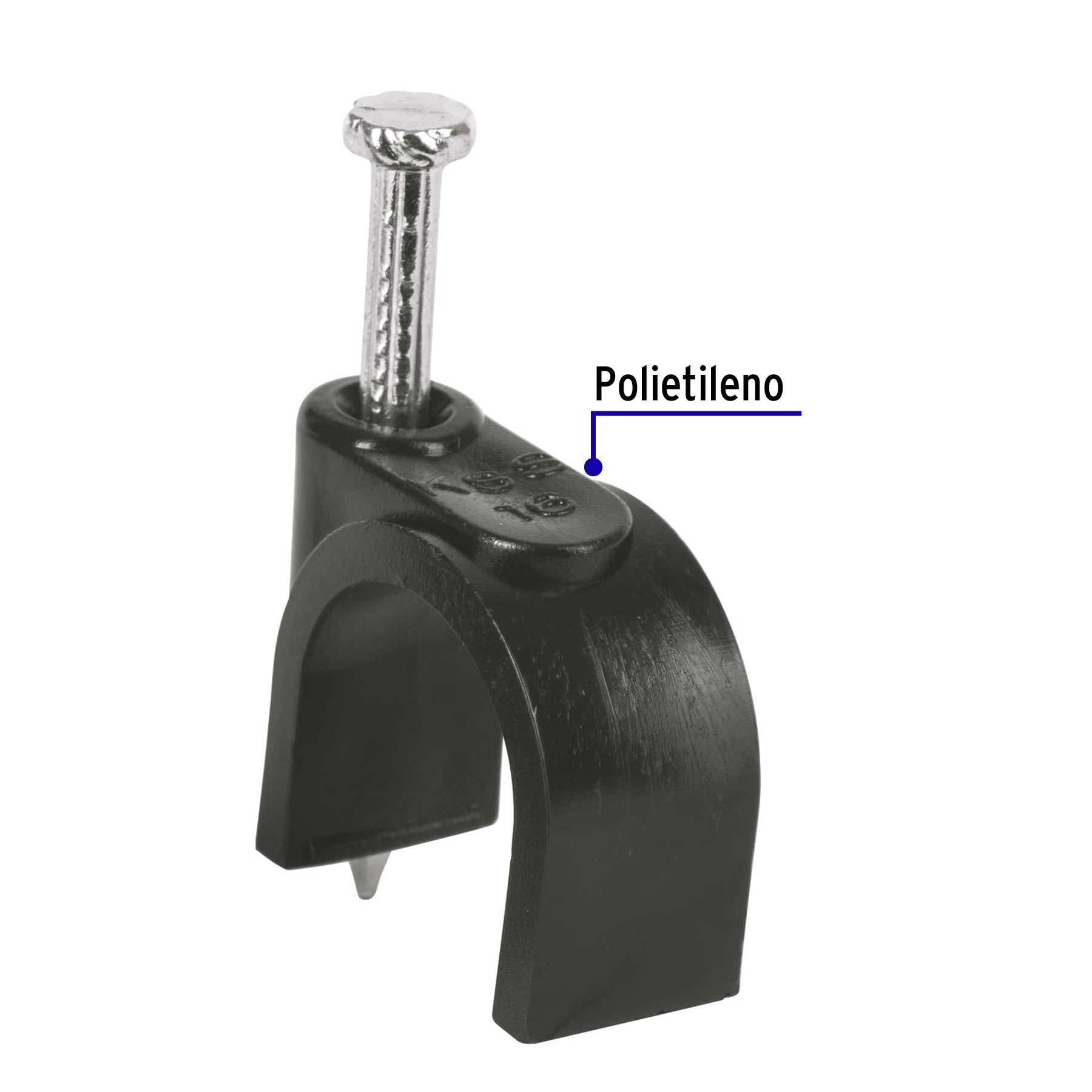 Bolsa con 20 grapas negras de 16 mm para cable redondo | GCU-16N | 48284