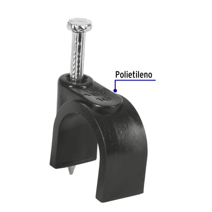 Bolsa con 20 grapas negras de 16 mm para cable redondo | GCU-16N | 48284