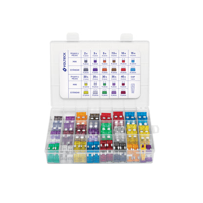 Juego de fusibles automotrices estándar y mini, 300 pz | FUSA-300 | 48302