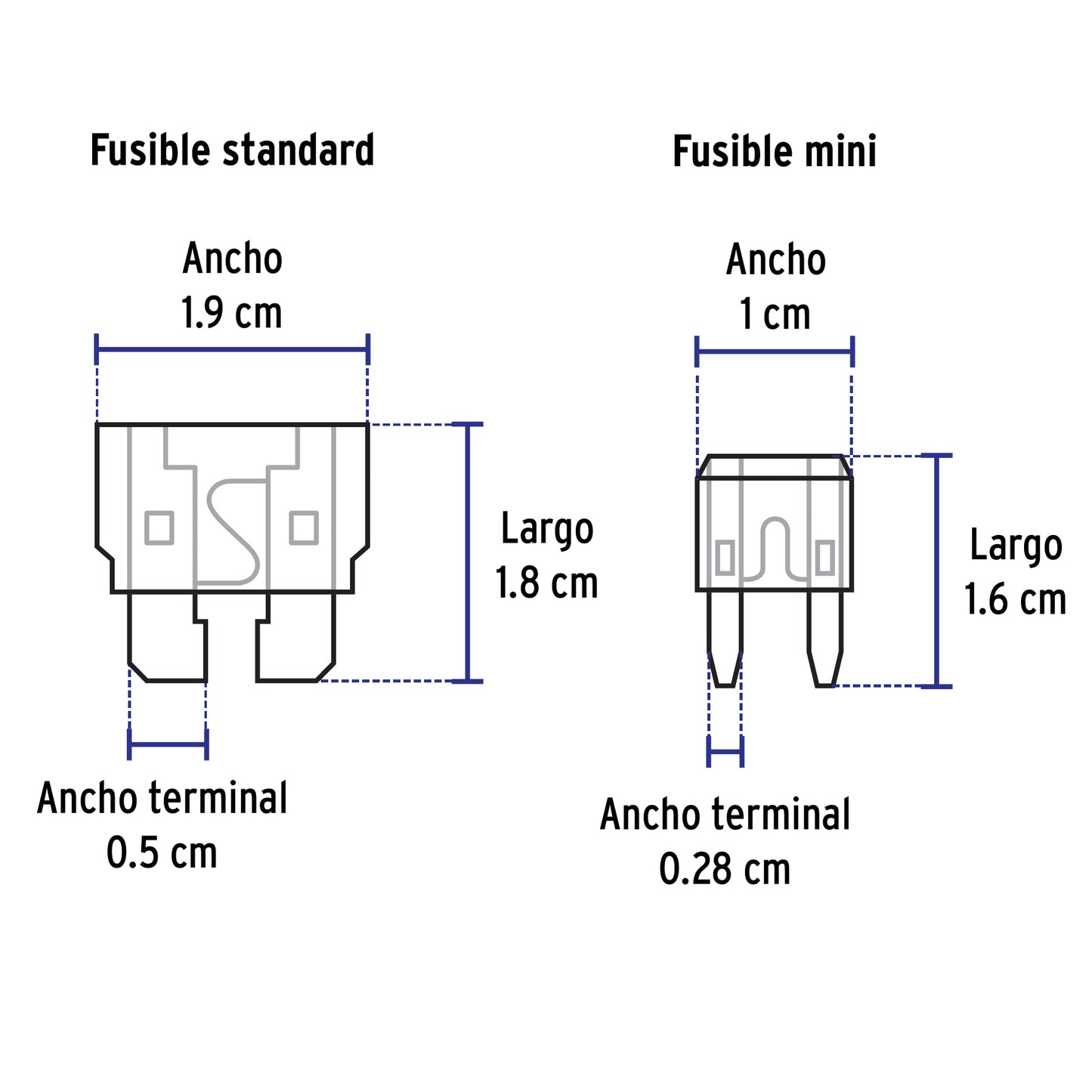 Juego de fusibles automotrices estándar y mini, 300 pz | FUSA-300 | 48302