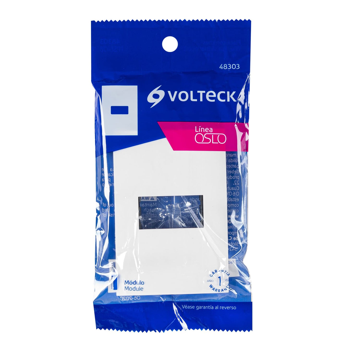 Placa 1 módulo de ABS, línea Oslo, color blanco, Volteck | PPSE-OB | 48303