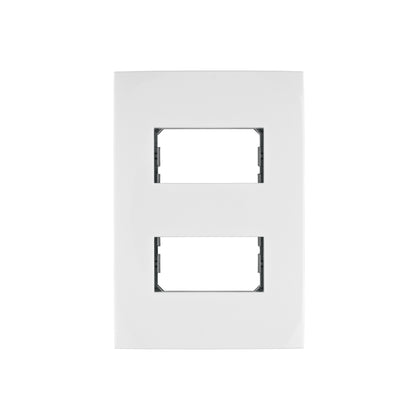 Placa 2 módulos de ABS, línea Oslo, color blanco, Volteck | PPDO-OB | 48304