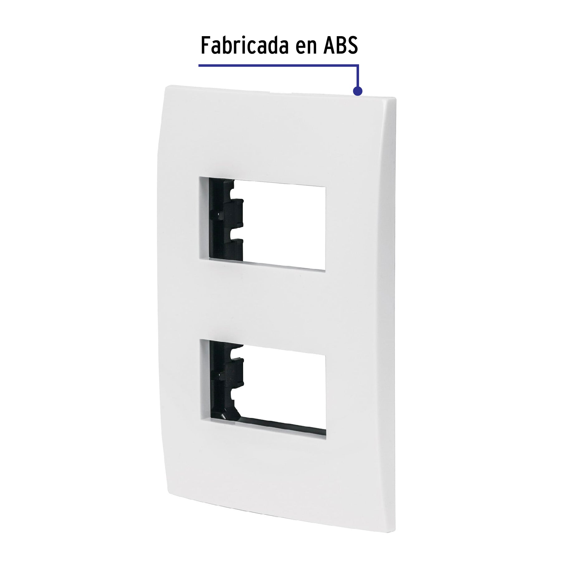 Placa 2 módulos de ABS, línea Oslo, color blanco, Volteck | PPDO-OB | 48304