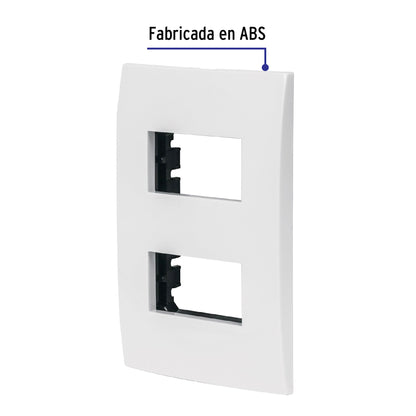 Placa 2 módulos de ABS, línea Oslo, color blanco, Volteck | PPDO-OB | 48304