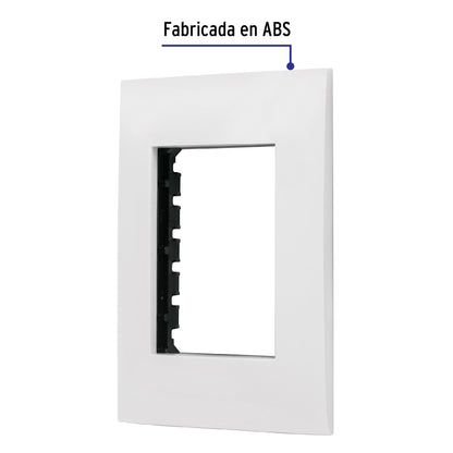 Placa 3 módulos de ABS, línea Oslo, color blanco, Volteck | PPTR-OB | 48305