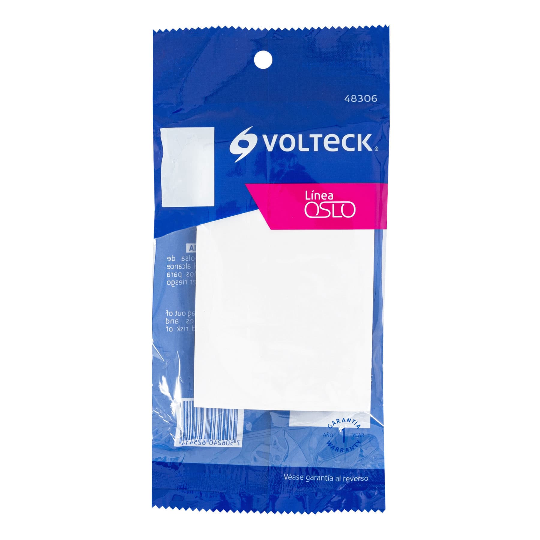 Placa de ABS ciega, línea Oslo, color blanco, Volteck | PPCI-OB | 48306