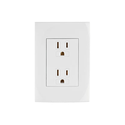 Contacto dúplex, 2 polos + tierra, línea Oslo, blanco | CODO-OB | 48309