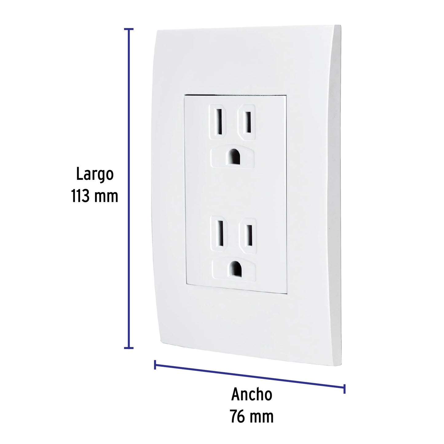 Contacto dúplex, 2 polos + tierra, línea Oslo, blanco | CODO-OB | 48309