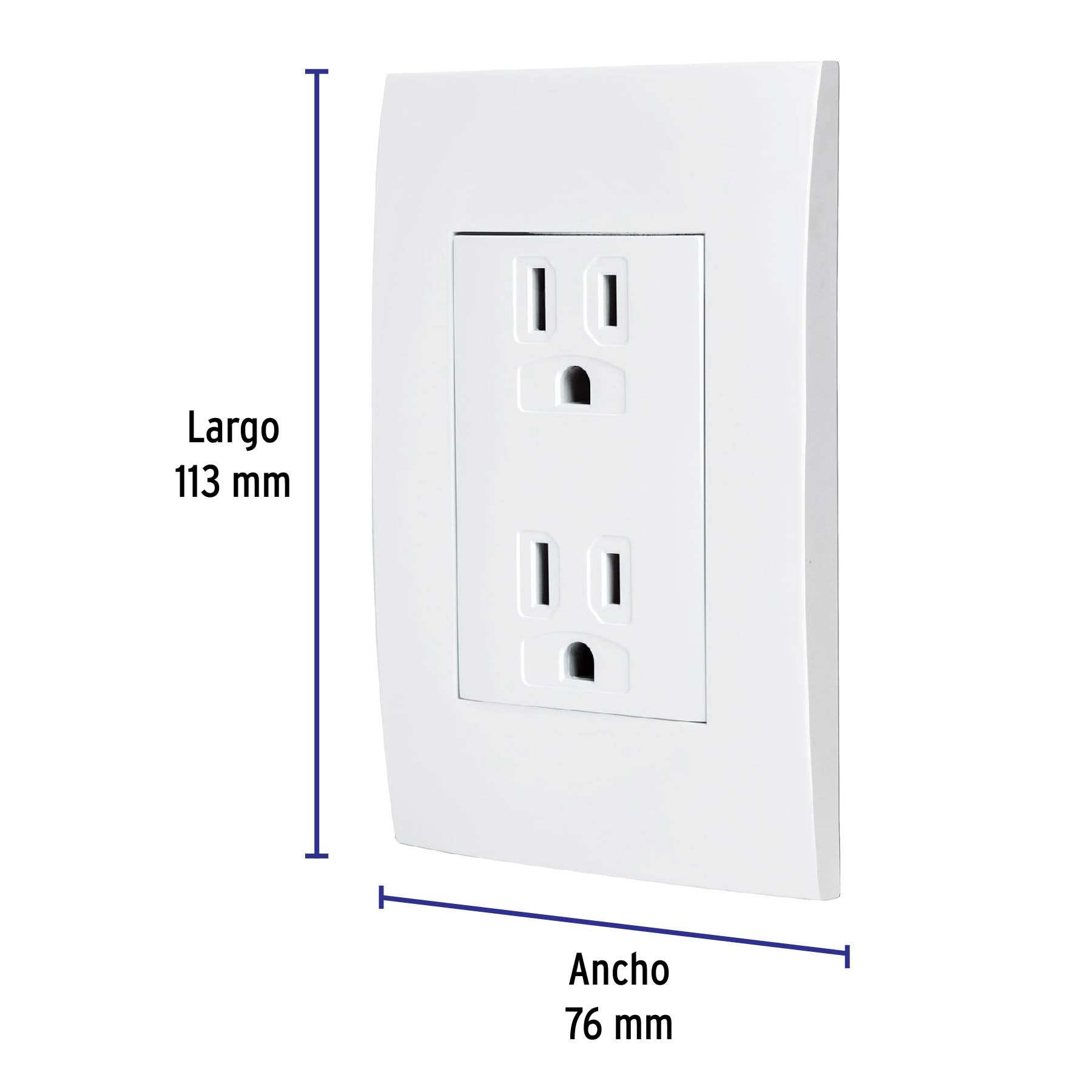 Contacto dúplex, 2 polos + tierra, línea Oslo, blanco | CODO-OB | 48309