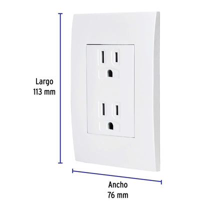 Contacto dúplex, 2 polos + tierra, línea Oslo, blanco | CODO-OB | 48309