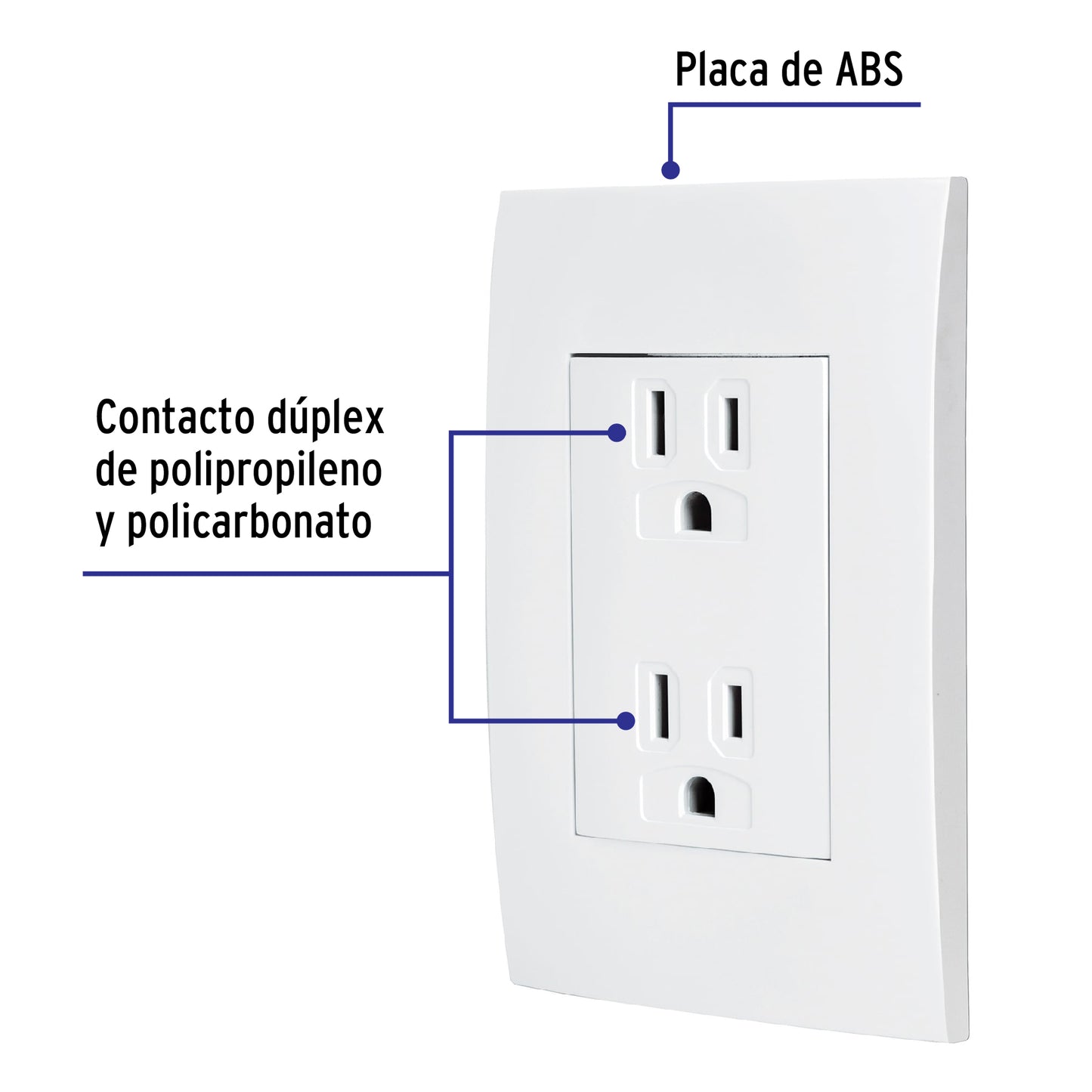 Contacto dúplex, 2 polos + tierra, línea Oslo, blanco | CODO-OB | 48309