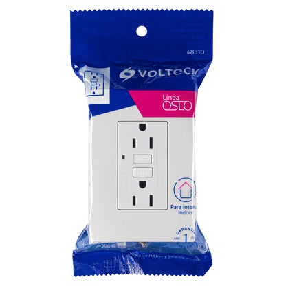 Contacto dúplex falla a tierra GFCI (ICFT), Oslo, Volteck | CODO-GFCIOB | 48310