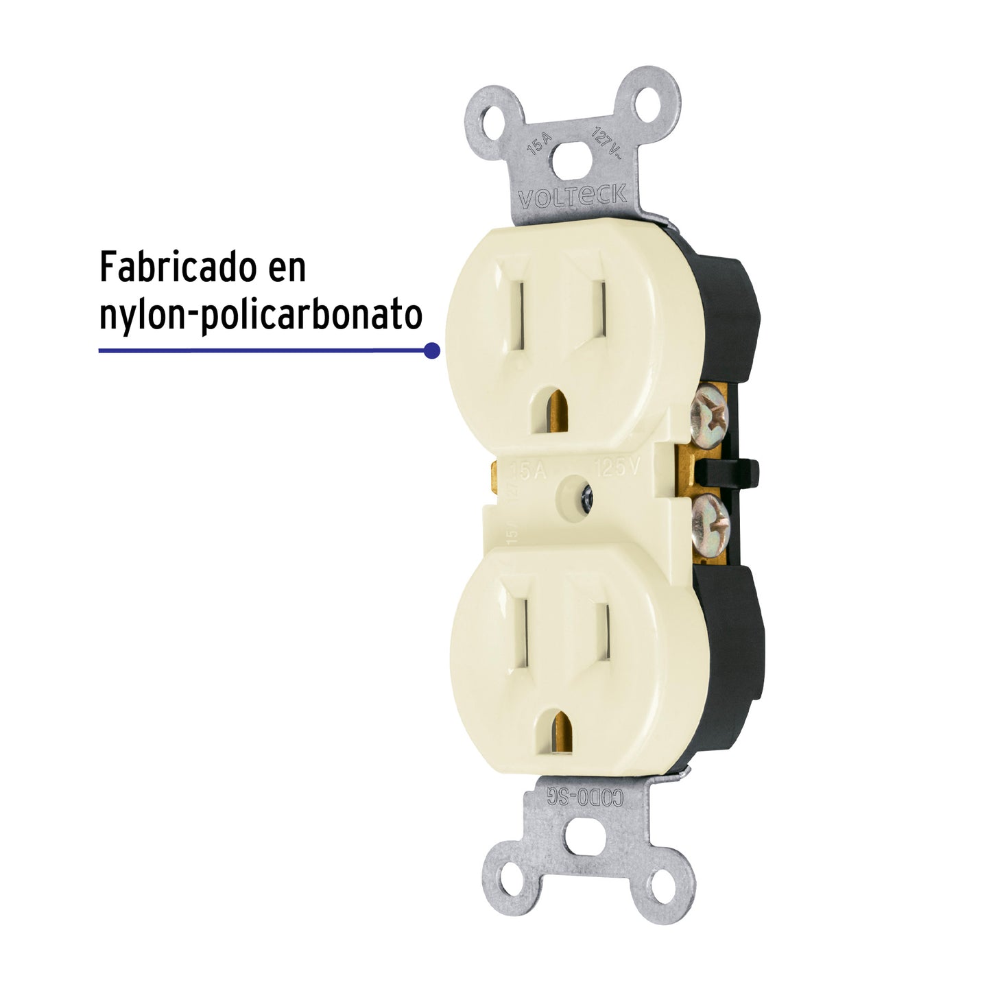 Contacto dúplex, 2 polos 3 hilos, Standard, granel, marfil | CODO-SG | 48311