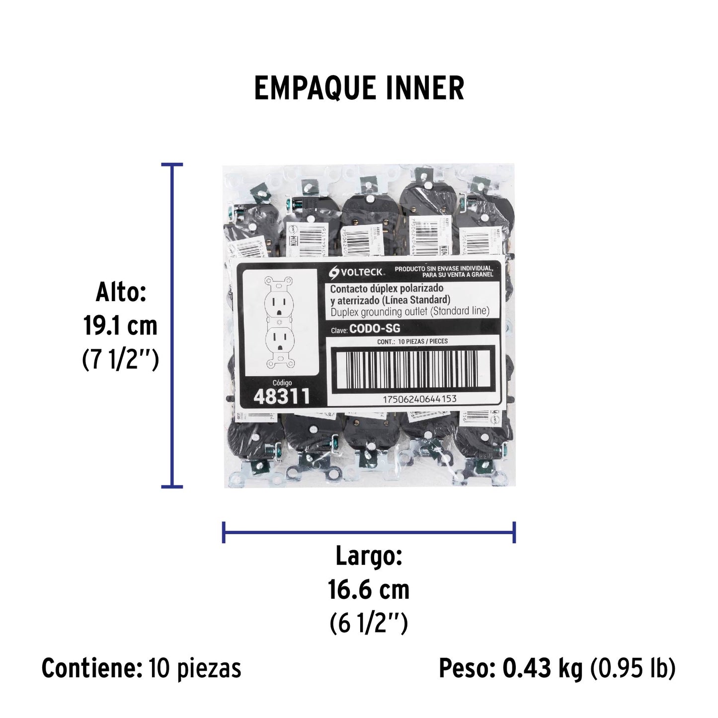 Contacto dúplex, 2 polos 3 hilos, Standard, granel, marfil | CODO-SG | 48311