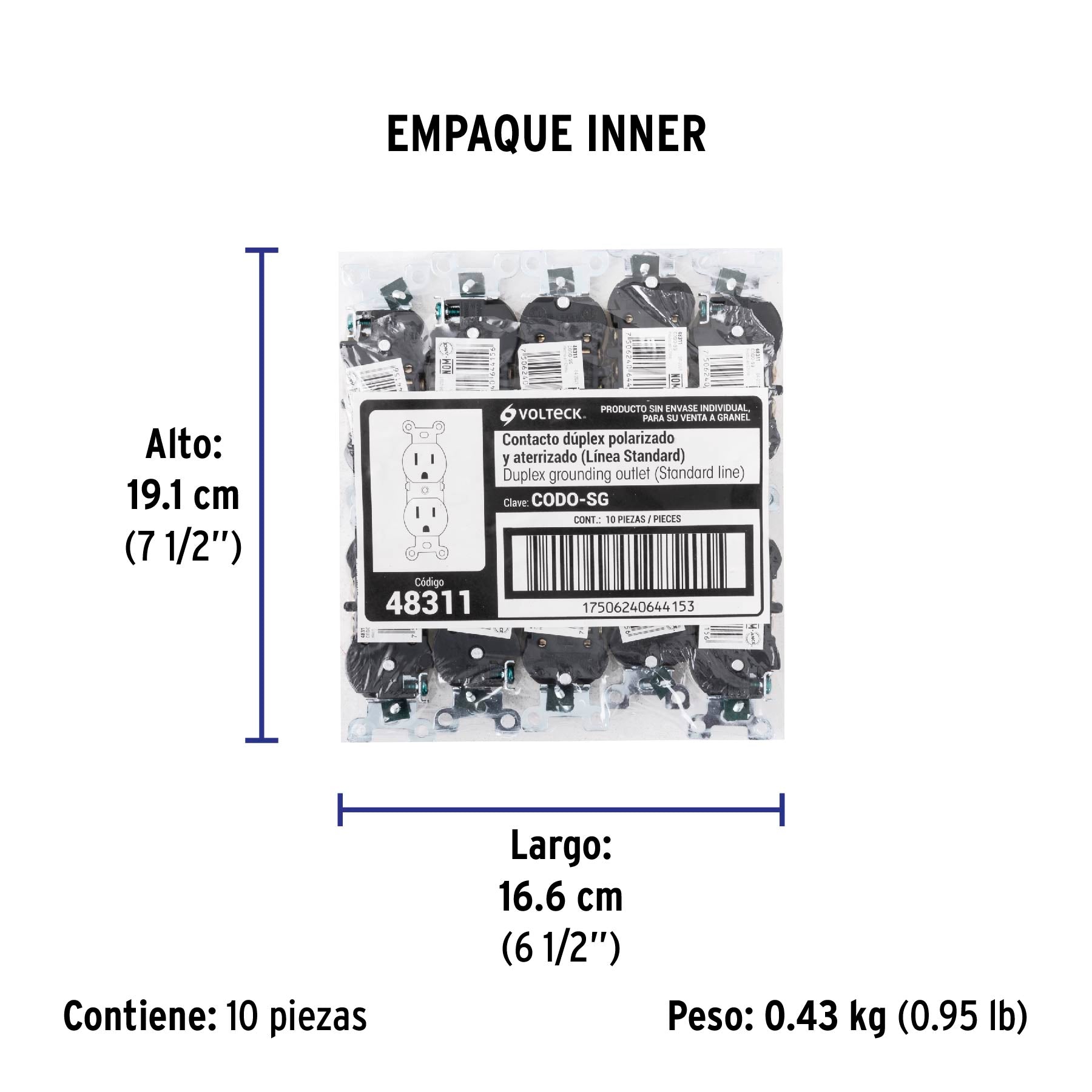 Contacto dúplex, 2 polos 3 hilos, Standard, granel, marfil | CODO-SG | 48311