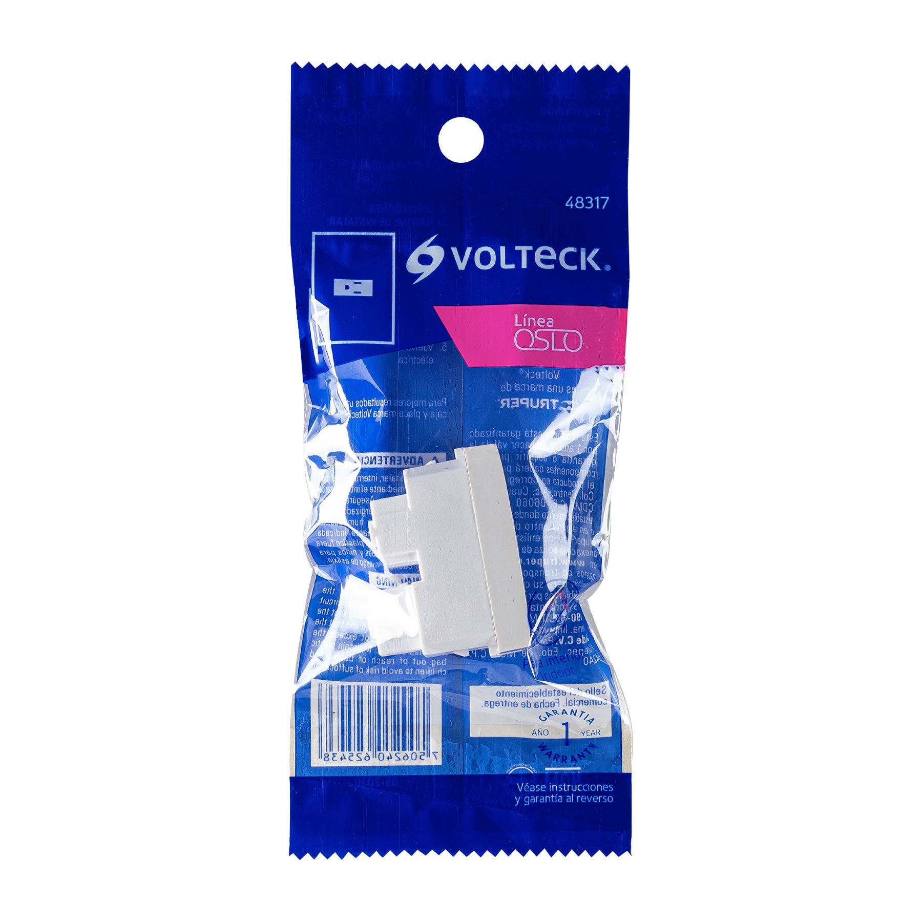 Contacto sencillo, 2 polos + tierra, línea Oslo, blanco | COA-OB | 48317