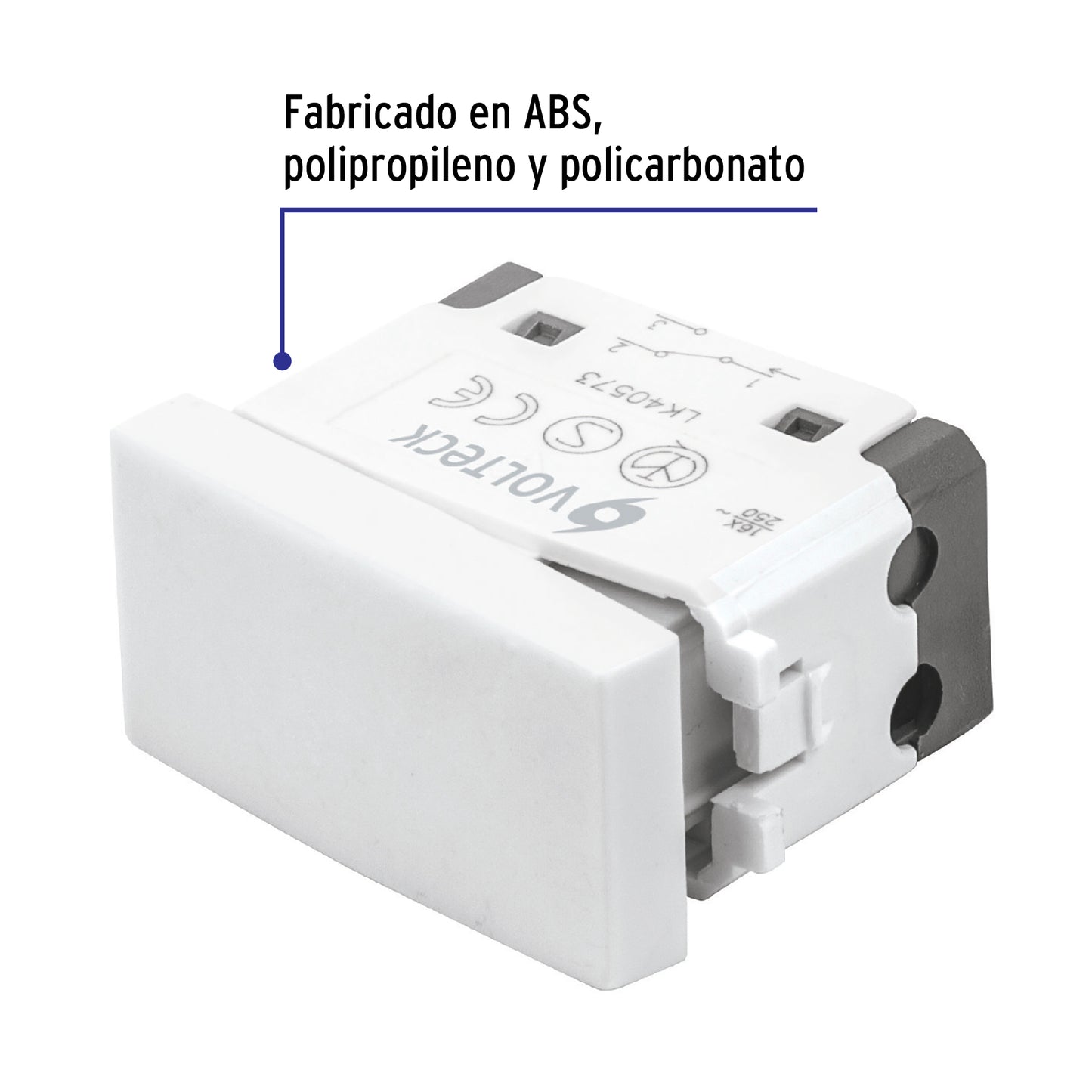 Interruptor de 3 vías, línea Oslo, color blanco, Volteck | APSE-EOB | 48321