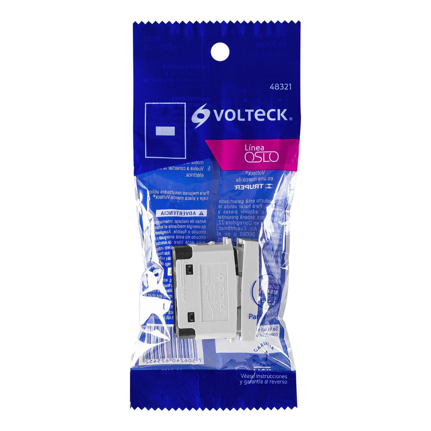 Interruptor de 3 vías, línea Oslo, color blanco, Volteck | APSE-EOB | 48321