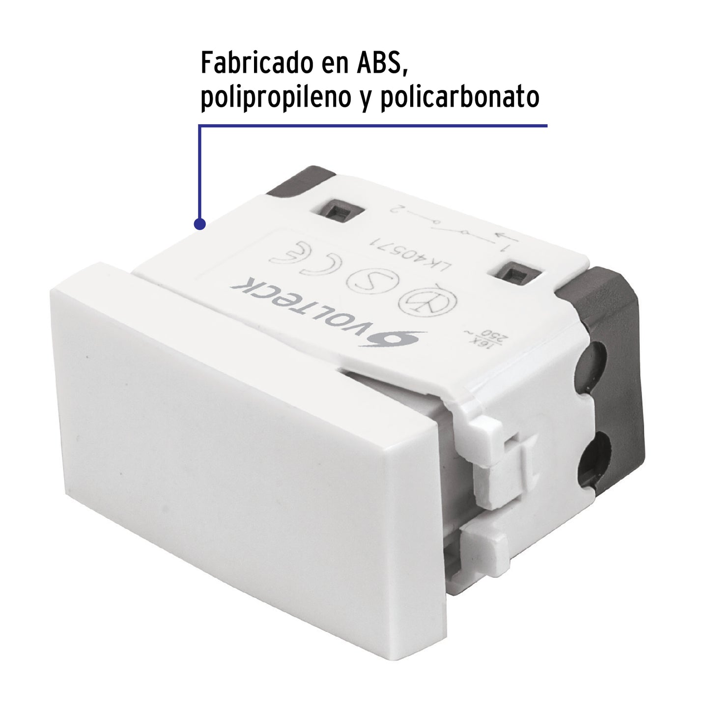 Interruptor sencillo, línea Oslo, color blanco, Volteck | APSE-OB | 48322