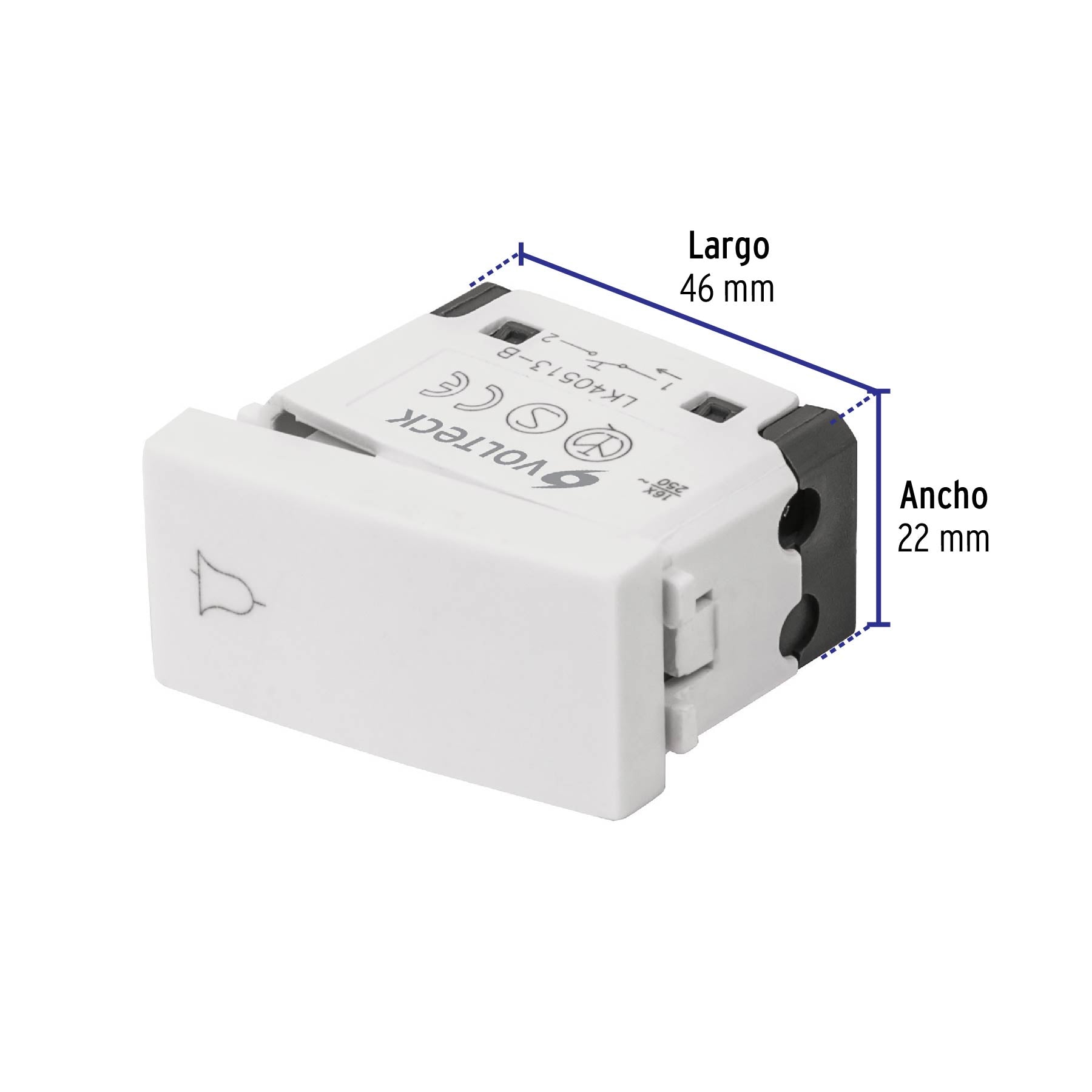 Interruptor para timbre, línea Oslo, color blanco, Volteck | APTI-OB | 48323