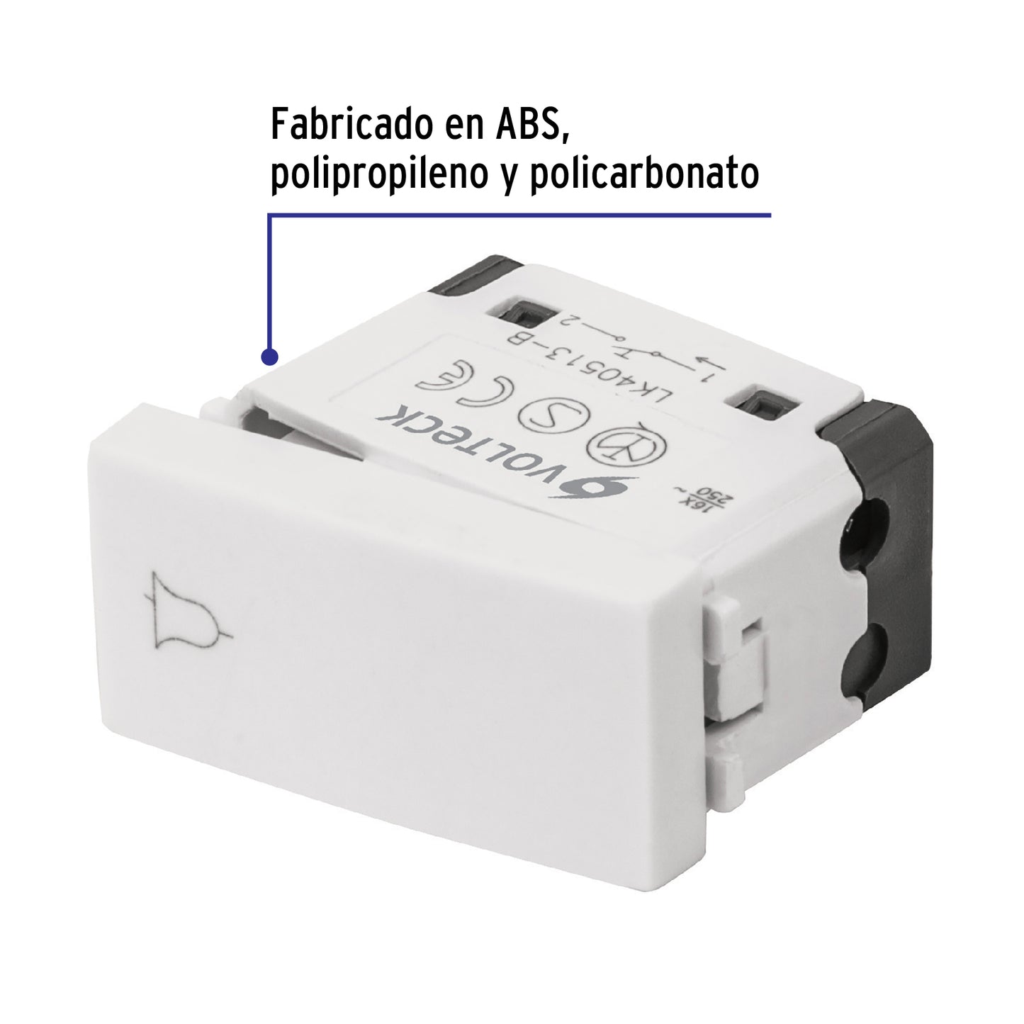 Interruptor para timbre, línea Oslo, color blanco, Volteck | APTI-OB | 48323