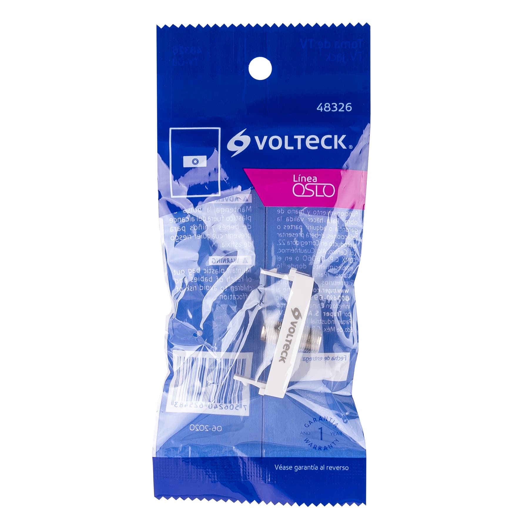 Toma de televisión, línea Oslo, color blanco, Volteck | TV-OB | 48326